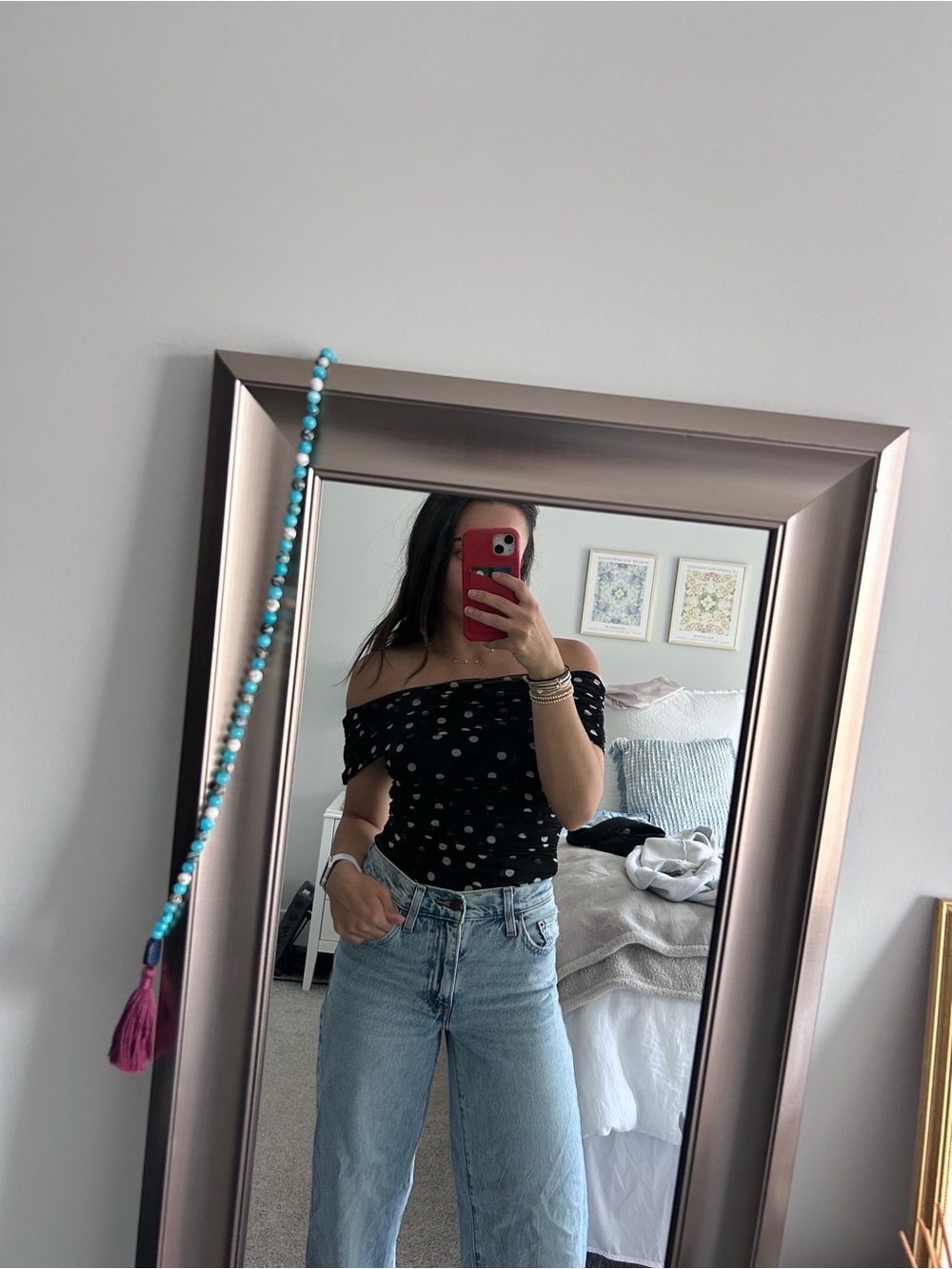 Abercrombie Off-Shoulder Black Polka Dot Women's Bodysuit